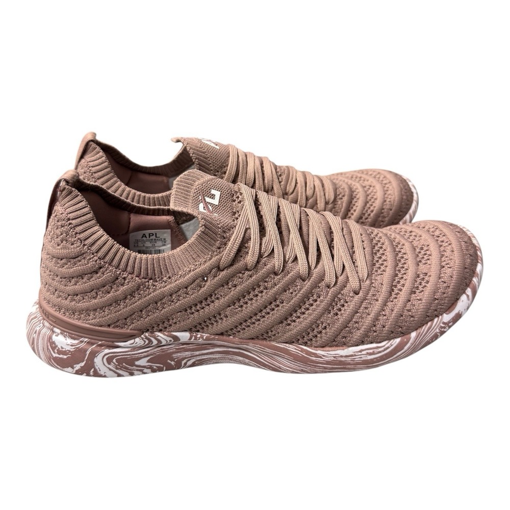 APL Techloom Wave Sneakers Beige Marble Knit Running Shoes Women's 8.5 EUC